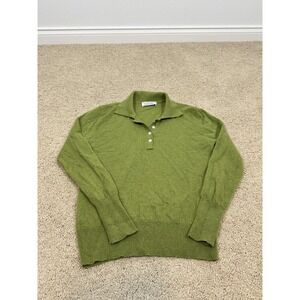 Pure Cashmere NYC X Cafe Leandra Sweater Womens Medium Green 100% Cashmere Polo